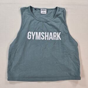 Gymshark Spell Out Sleeveless Crop Top Green T-Shirt Women's Size Large